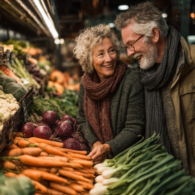 Чоловік похилого віку з здоровою їжею
